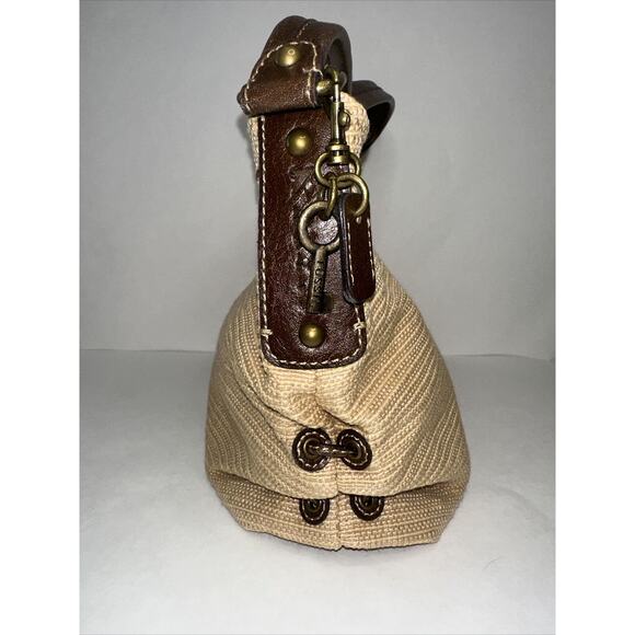 Fossil Genuine Classic 1954 Shoulder Bag Natural & Leather Floral Print Inside - Picture 3 of 10